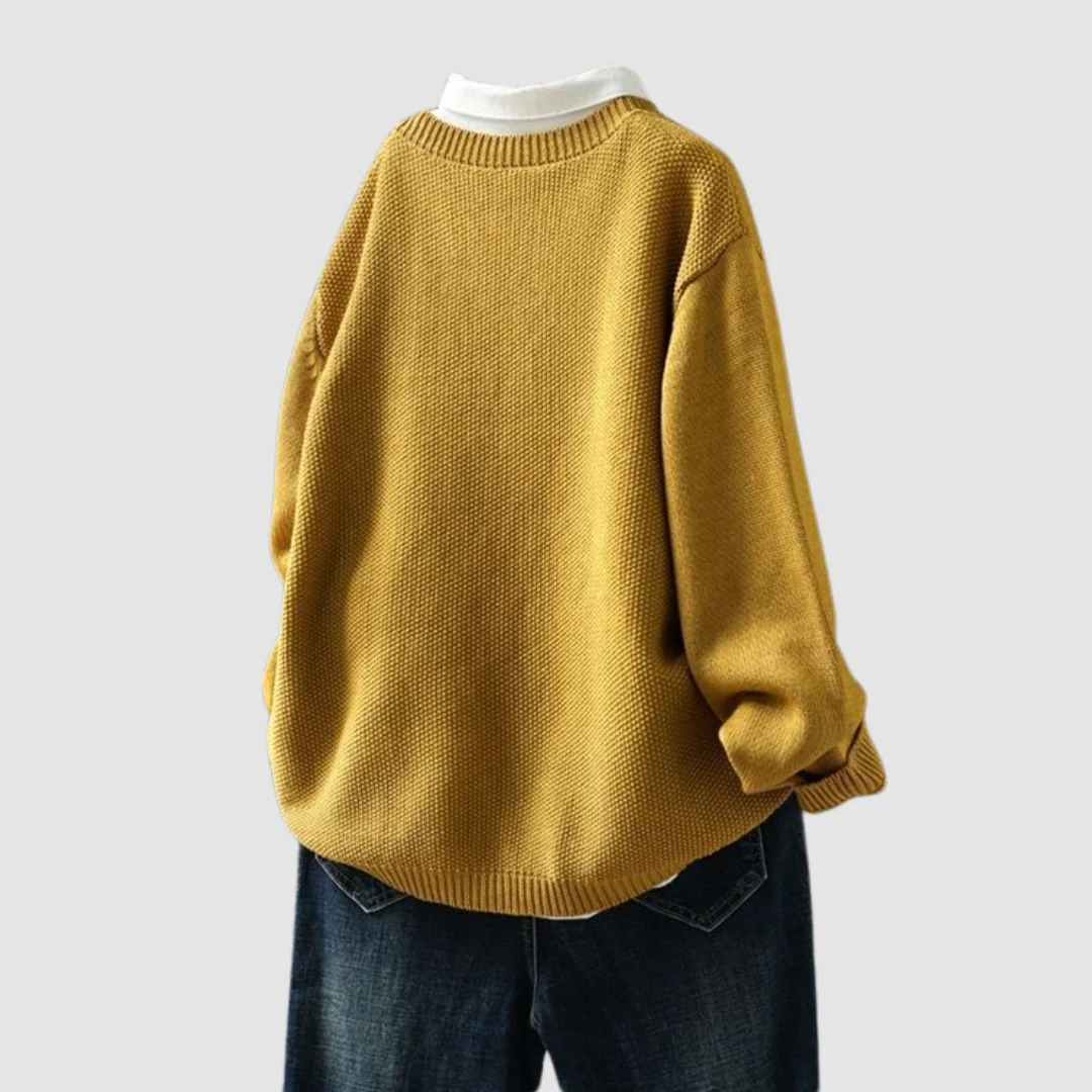 Button-Front Cotton-Blend Cardigan Round Neckline Cosy Fit