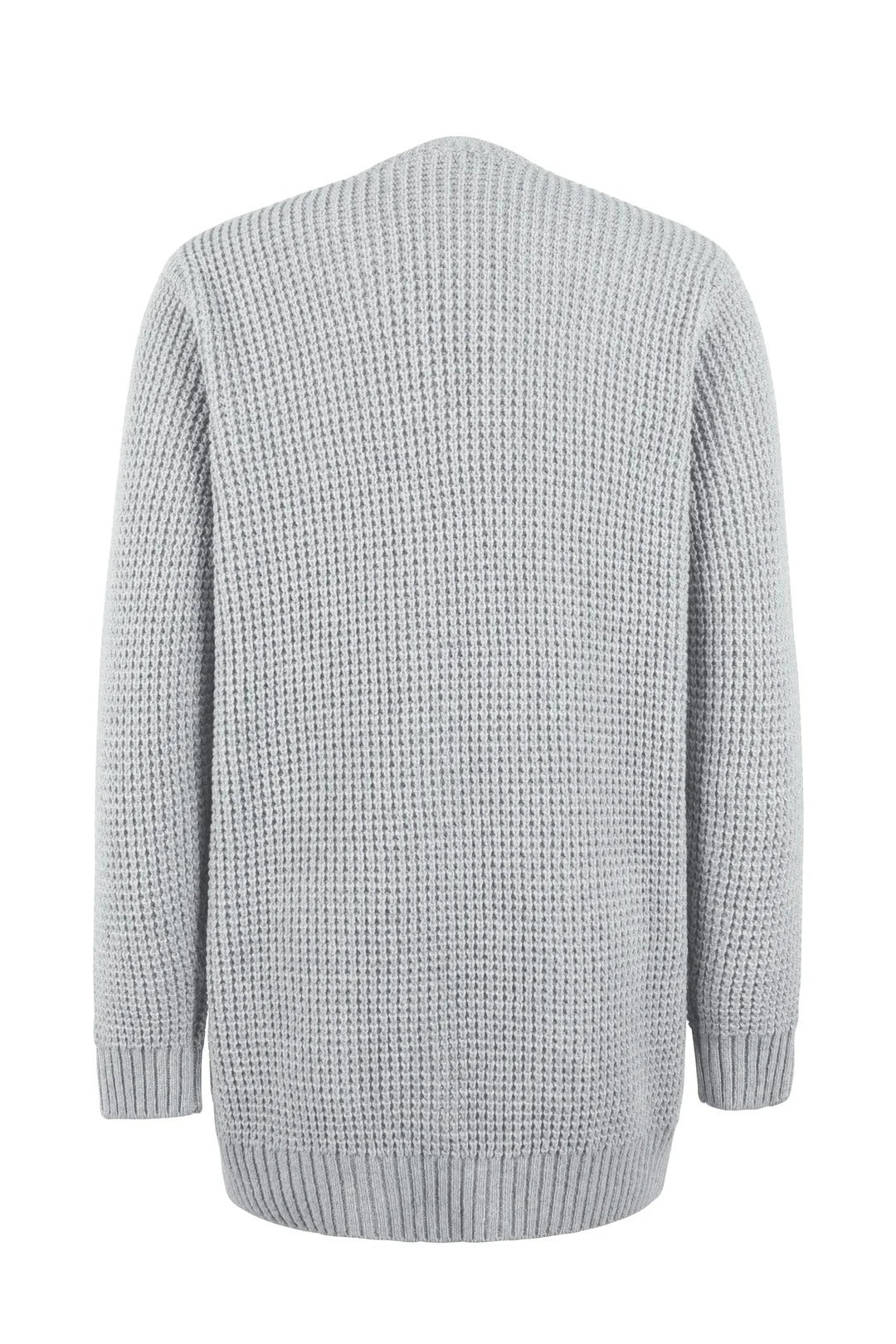 Open Front Waffle-Knit Cardigan Collarless Loose Fit