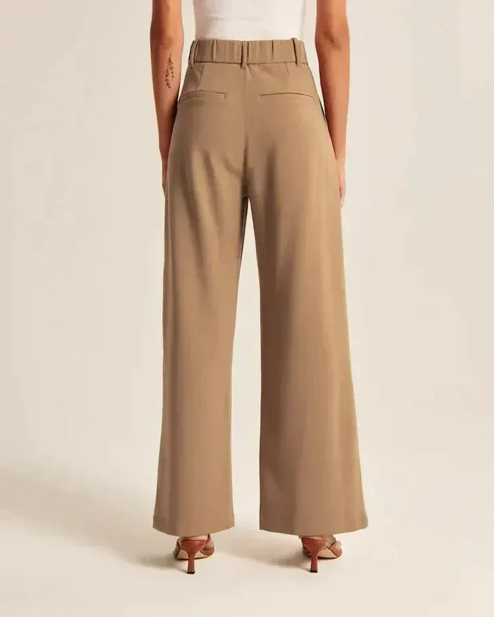 High-Waist Wide-Leg Tailored Trousers Pleated Front
