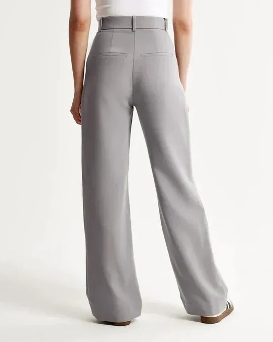 High-Waist Wide-Leg Tailored Trousers Pleated Front