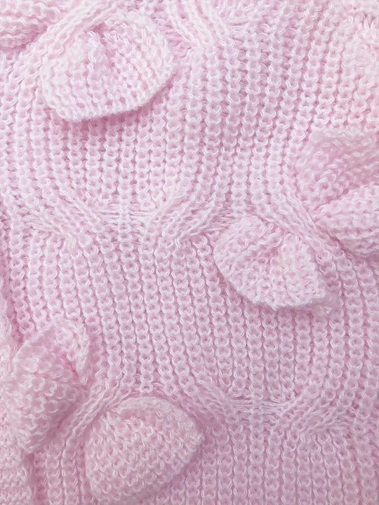 Cable-Knit Bow-Detail Cardigan V-Neck Long Sleeves Flared Cuffs