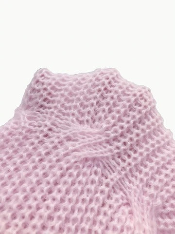 Cable-Knit Bow-Detail Cardigan V-Neck Long Sleeves Flared Cuffs