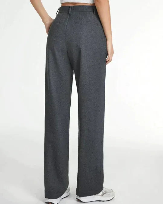 High-Waist Wide-Leg Tailored Trousers Pleated Front