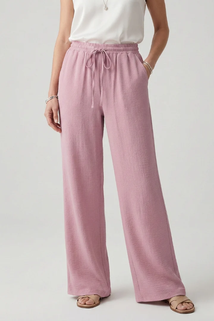 Palazzo Trousers Drawstring Waist Wide-Leg