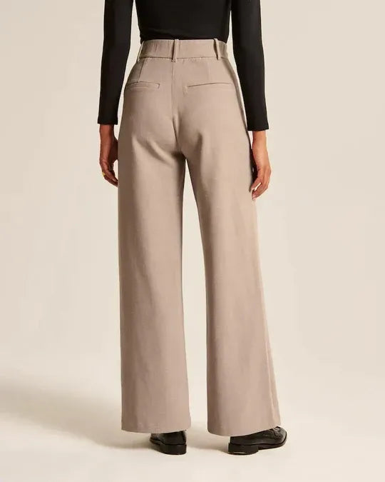 High-Waist Wide-Leg Tailored Trousers Pleated Front