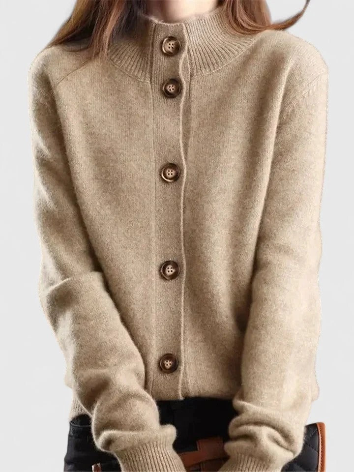 V-Neck Button-Front Cardigan Elegant Lightweight Knit