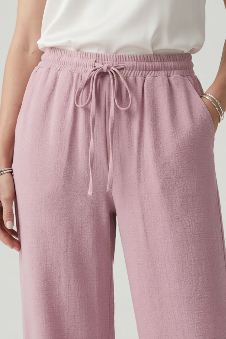 Palazzo Trousers Drawstring Waist Wide-Leg