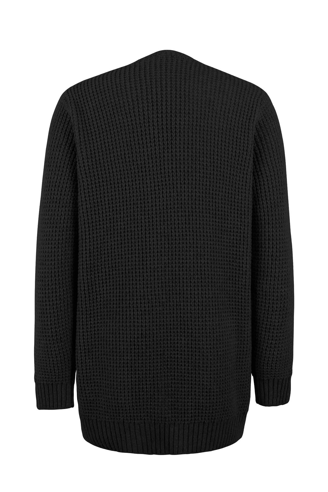 Open Front Waffle-Knit Cardigan Collarless Loose Fit