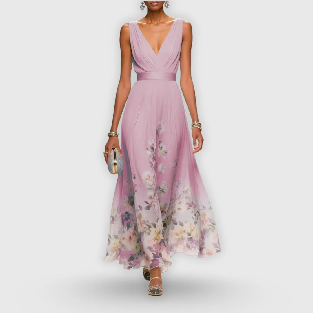 Elegant Sleeveless Floral Dress Airy Silhouette Floral Print Lightweight