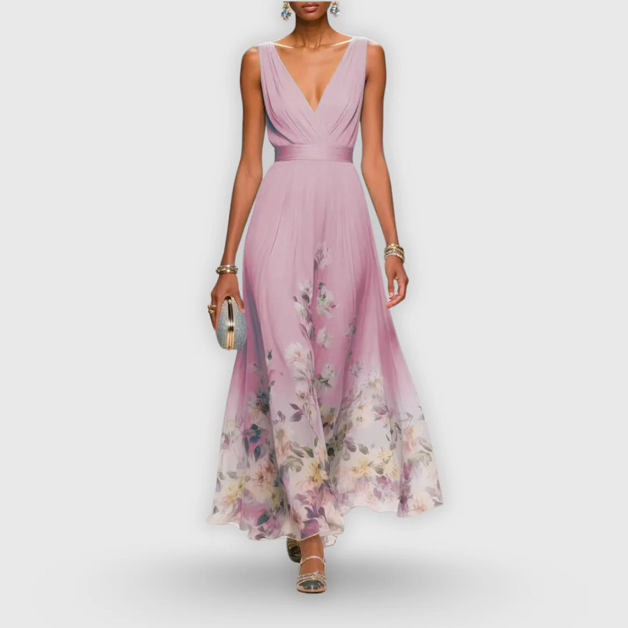 Elegant Sleeveless Floral Dress Airy Silhouette Floral Print Lightweight
