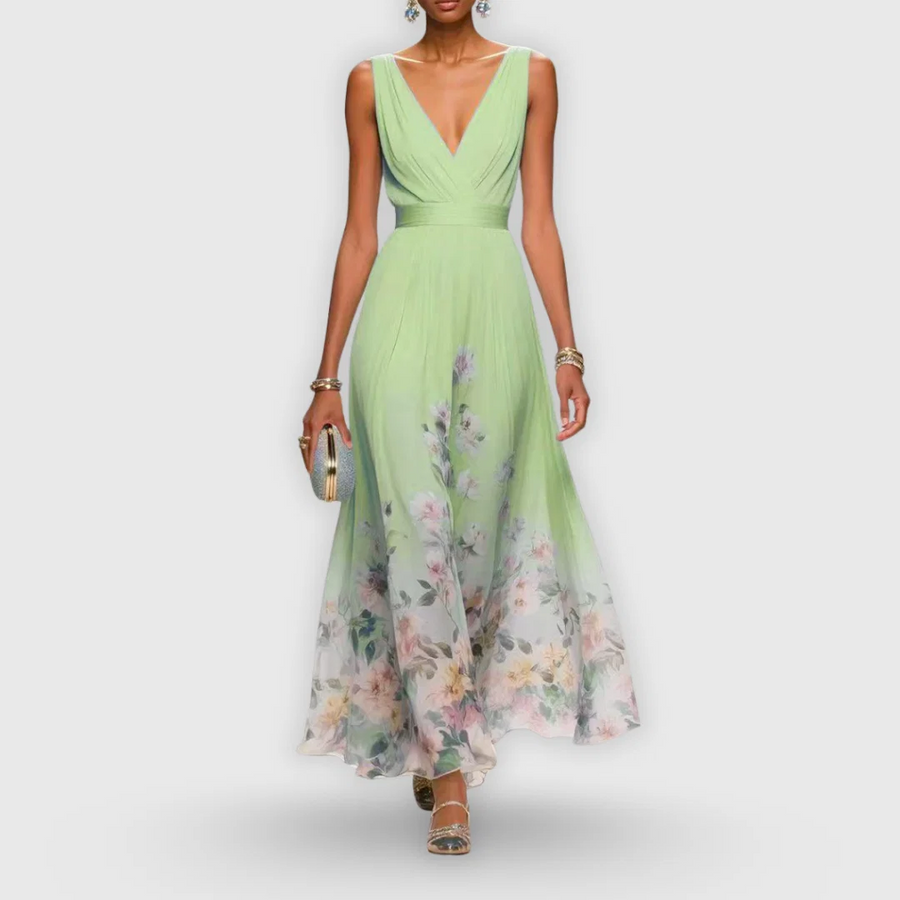 Elegant Sleeveless Floral Dress Airy Silhouette Floral Print Lightweight