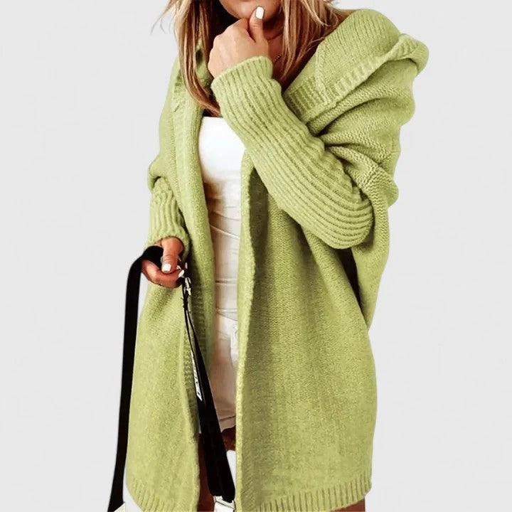 Oversized Cardigan with Large Hood Knee-Length Comfortable