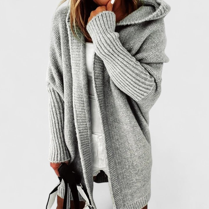 Oversized Cardigan with Large Hood Knee-Length Comfortable