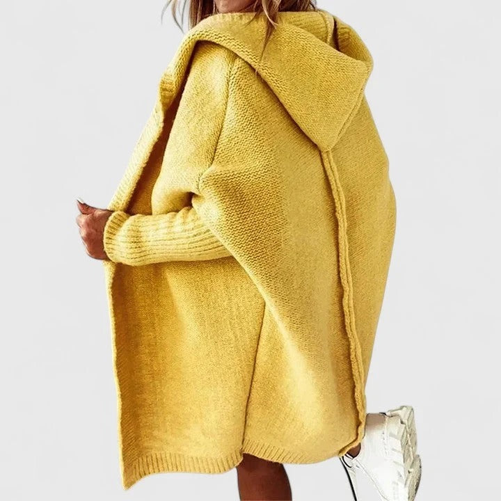 Oversized Cardigan with Large Hood Knee-Length Comfortable
