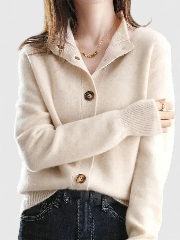 V-Neck Button-Front Cardigan Elegant Lightweight Knit