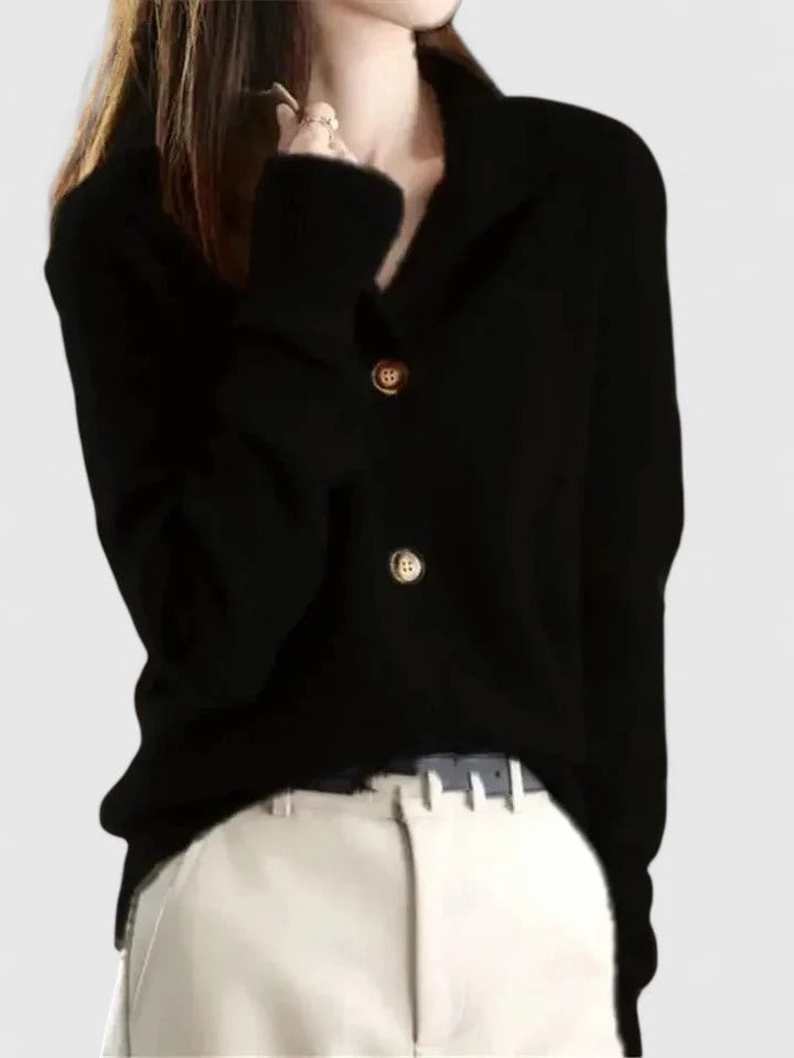 V-Neck Button-Front Cardigan Elegant Lightweight Knit