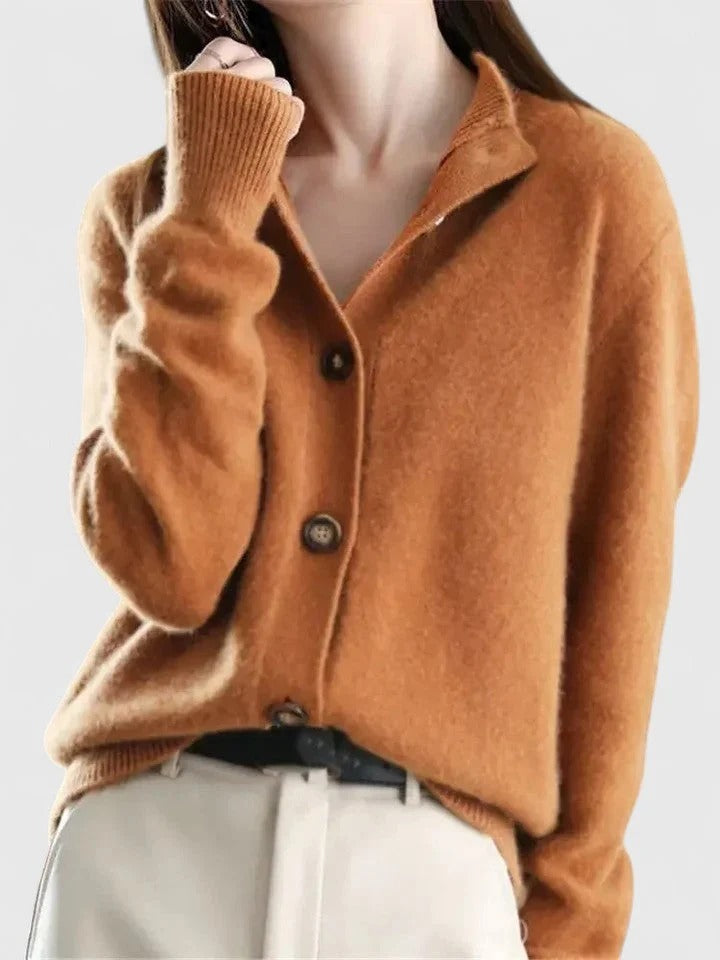 V-Neck Button-Front Cardigan Elegant Lightweight Knit