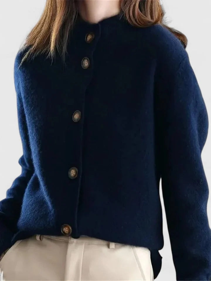 V-Neck Button-Front Cardigan Elegant Lightweight Knit
