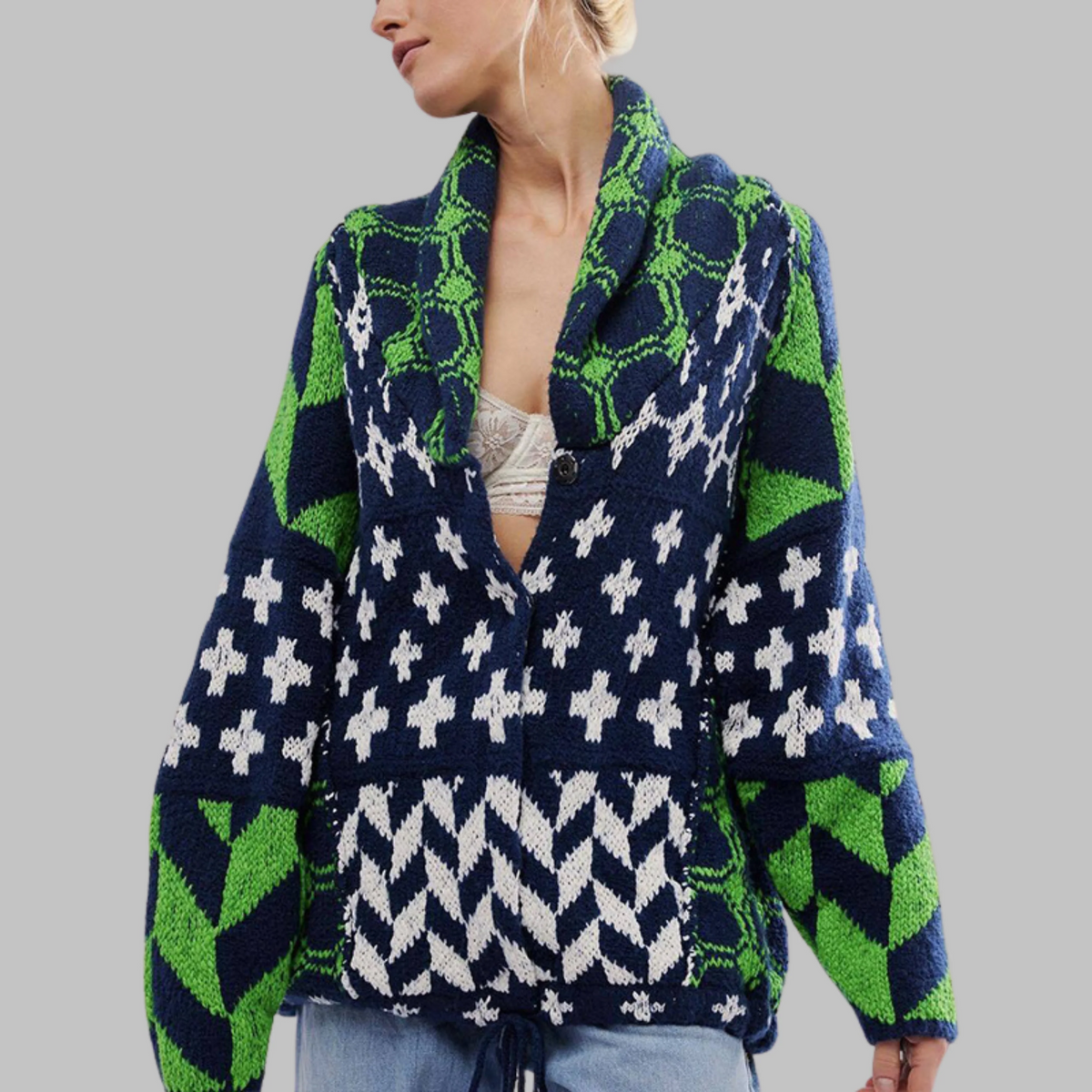 Button-Down Elegant Cardigan Oversized One Size Fits All