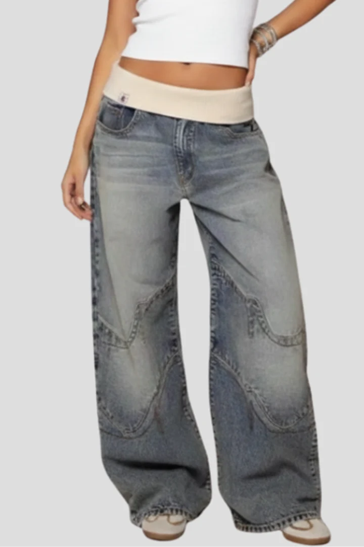 Baggy Wide-Leg Denim Jeans Casual Street Style