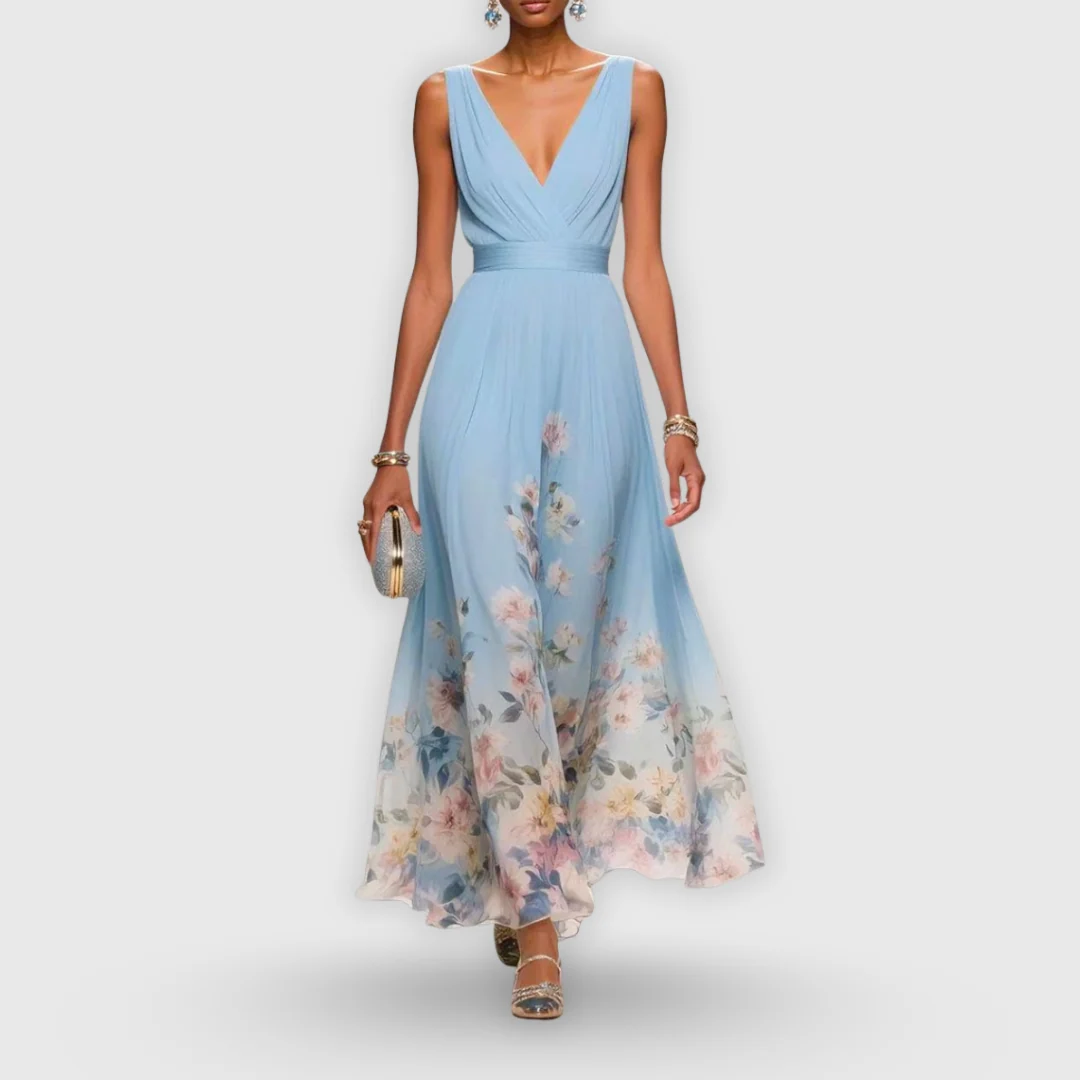 Elegant Sleeveless Floral Dress Airy Silhouette Floral Print Lightweight