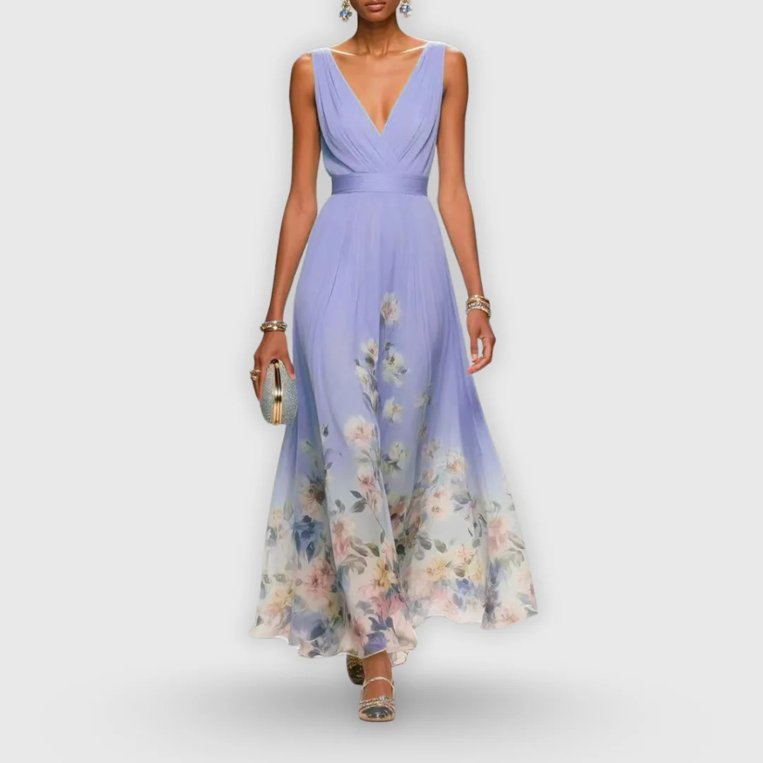 Elegant Sleeveless Floral Dress Airy Silhouette Floral Print Lightweight