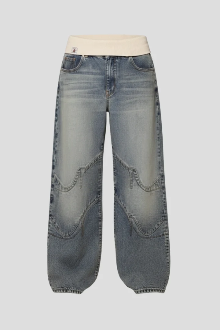 Baggy Wide-Leg Denim Jeans Casual Street Style