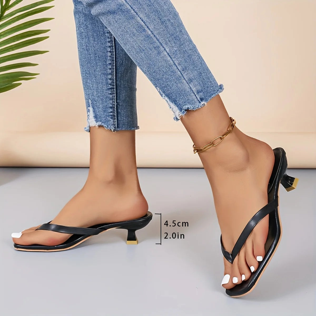 Toe-Post Kitten Heel Sandals Comfortable Low Heel Classic Design Cushioned Insole