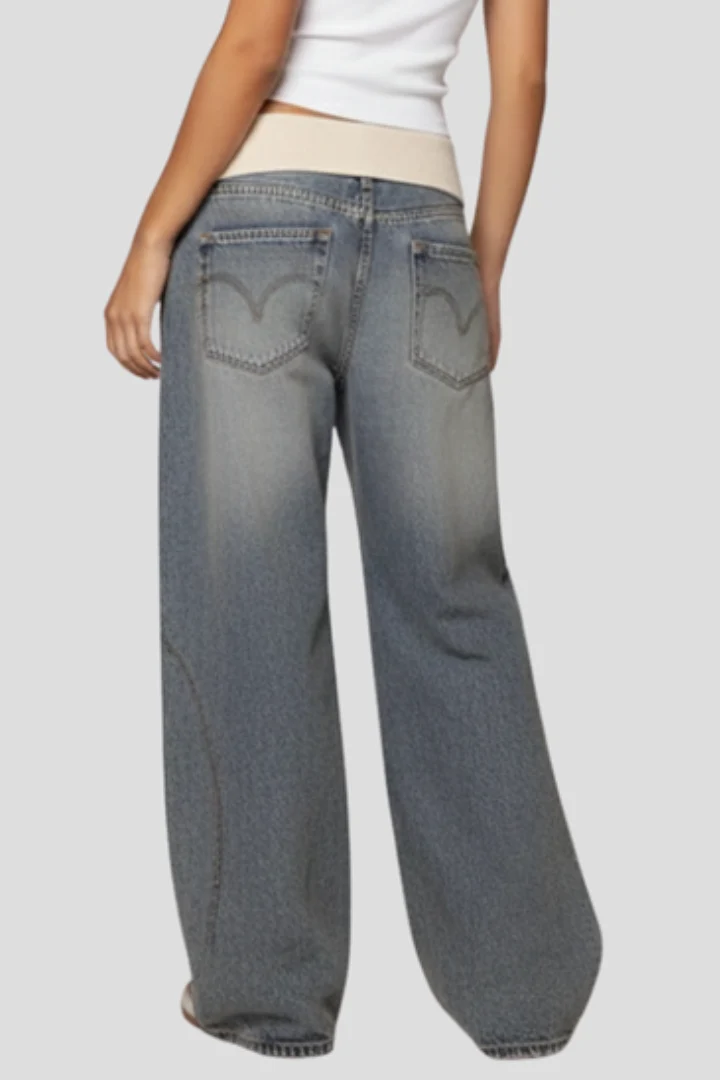 Baggy Wide-Leg Denim Jeans Casual Street Style