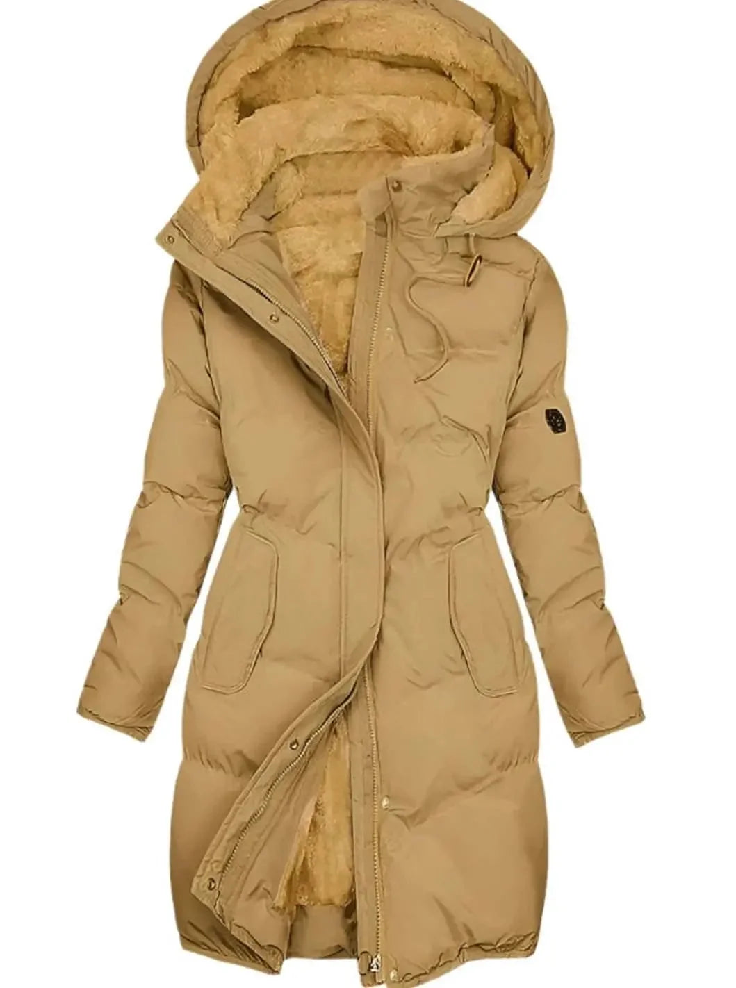 Long Quilted Hooded Coat – Yellow