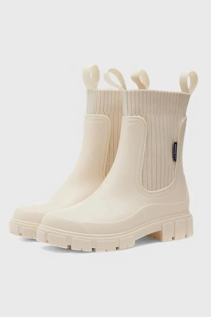 Waterproof Chunky Chelsea Boots – Beige
