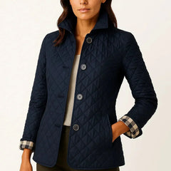 Diamond Quilted Jacket – Navy Blue