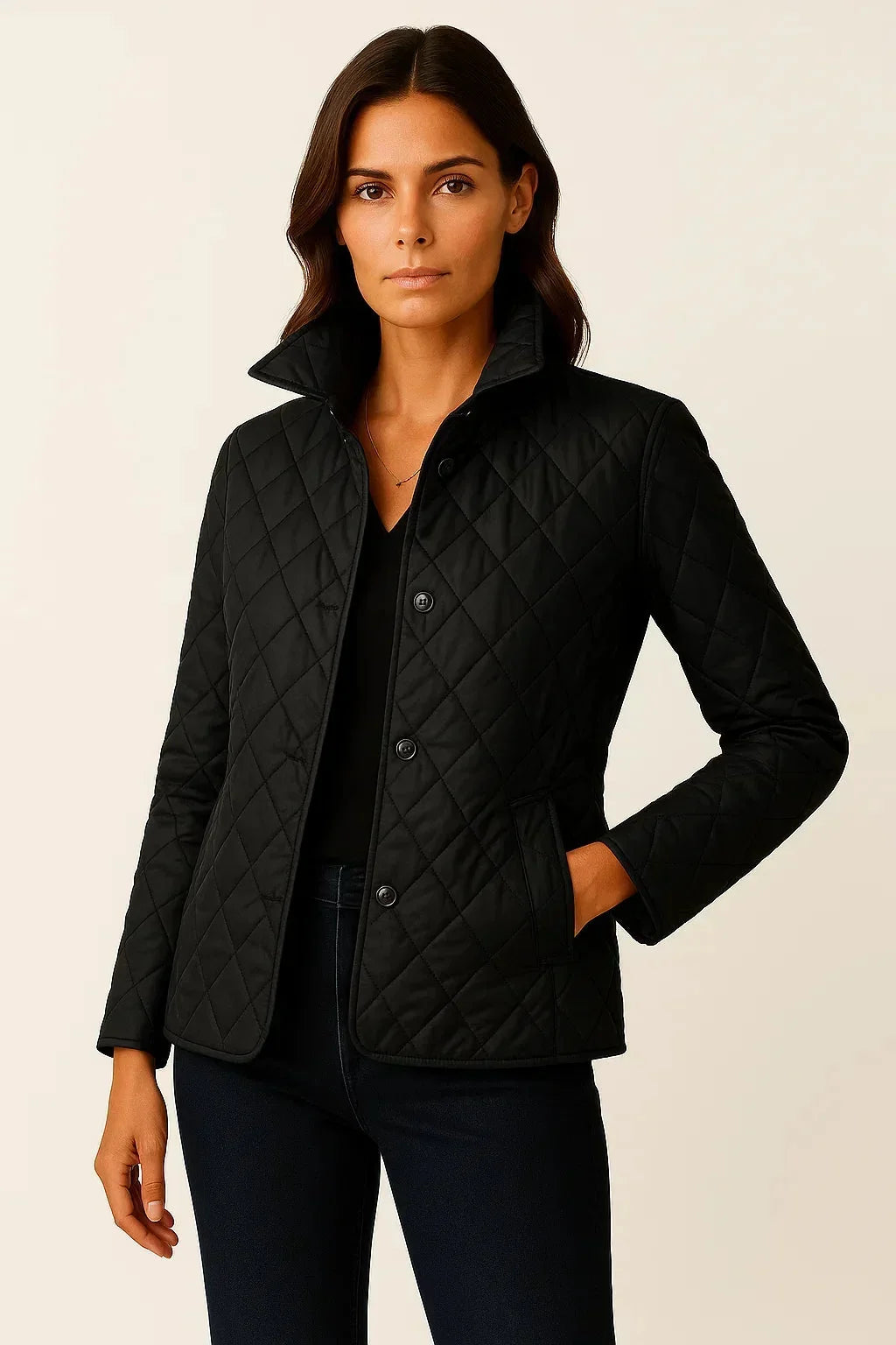 Diamond Quilted Jacket – Black