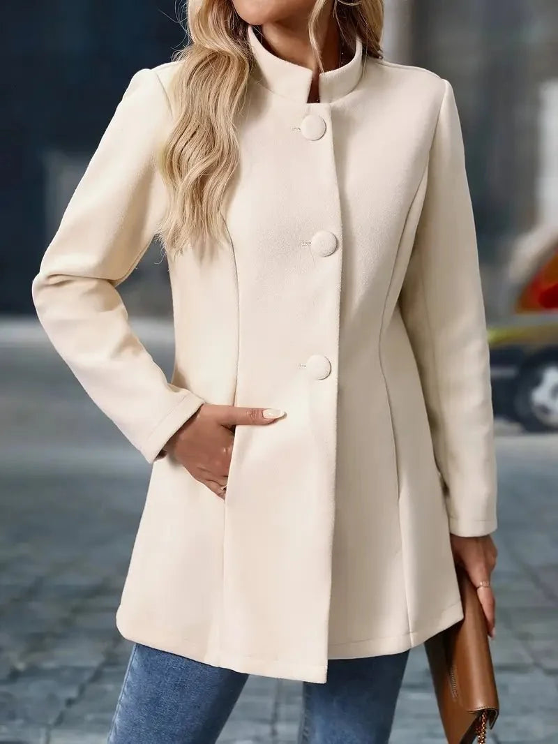 Stand Collar Button Coat