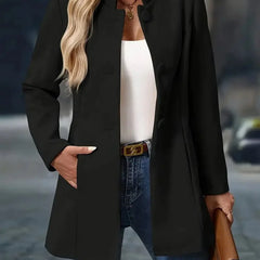 Stand Collar Button Coat – Black