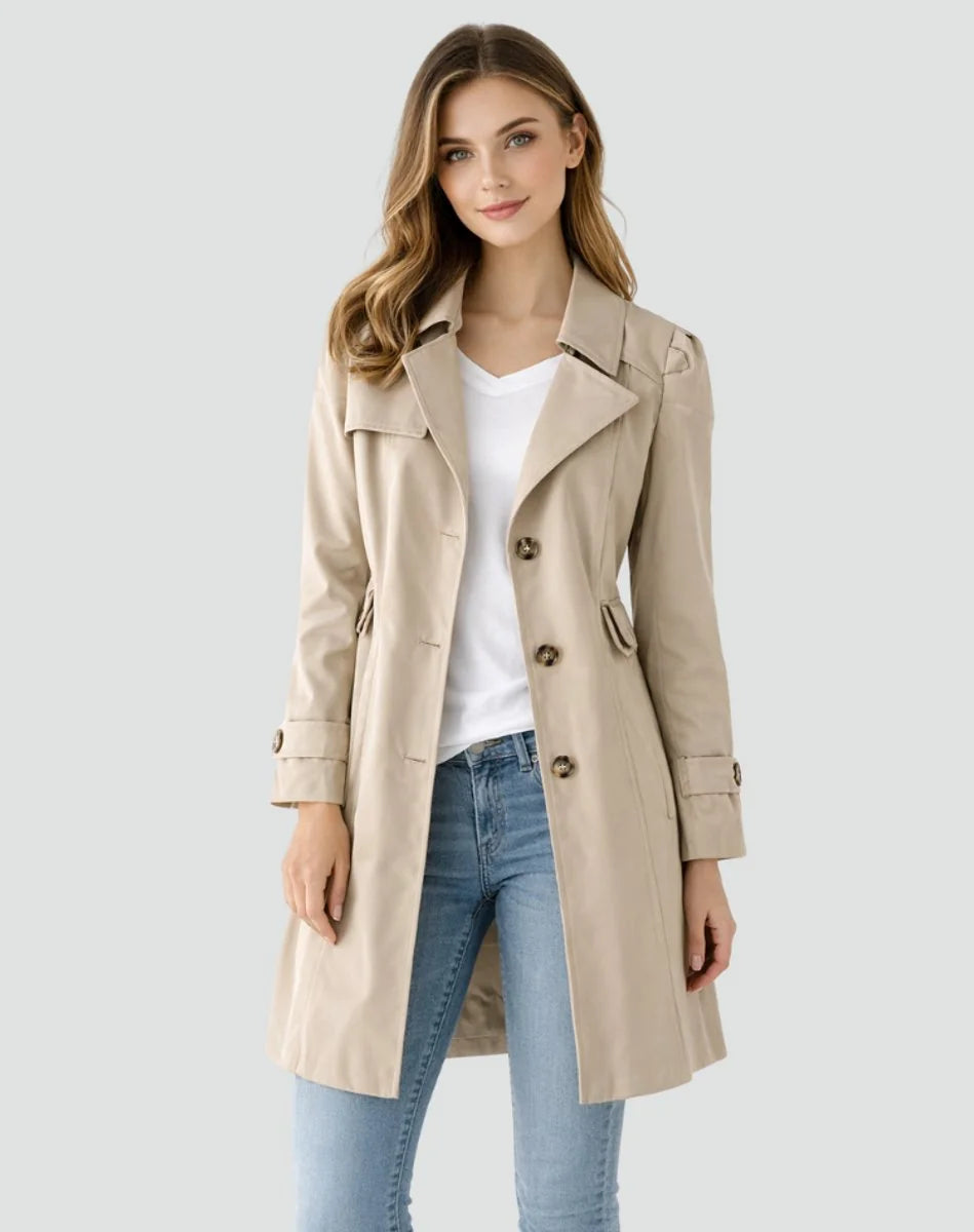 Classic Fitted Trench Coat – Khaki