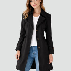 Classic Fitted Trench Coat – Black