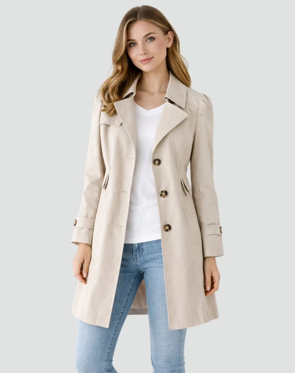 Classic Fitted Trench Coat – Beige