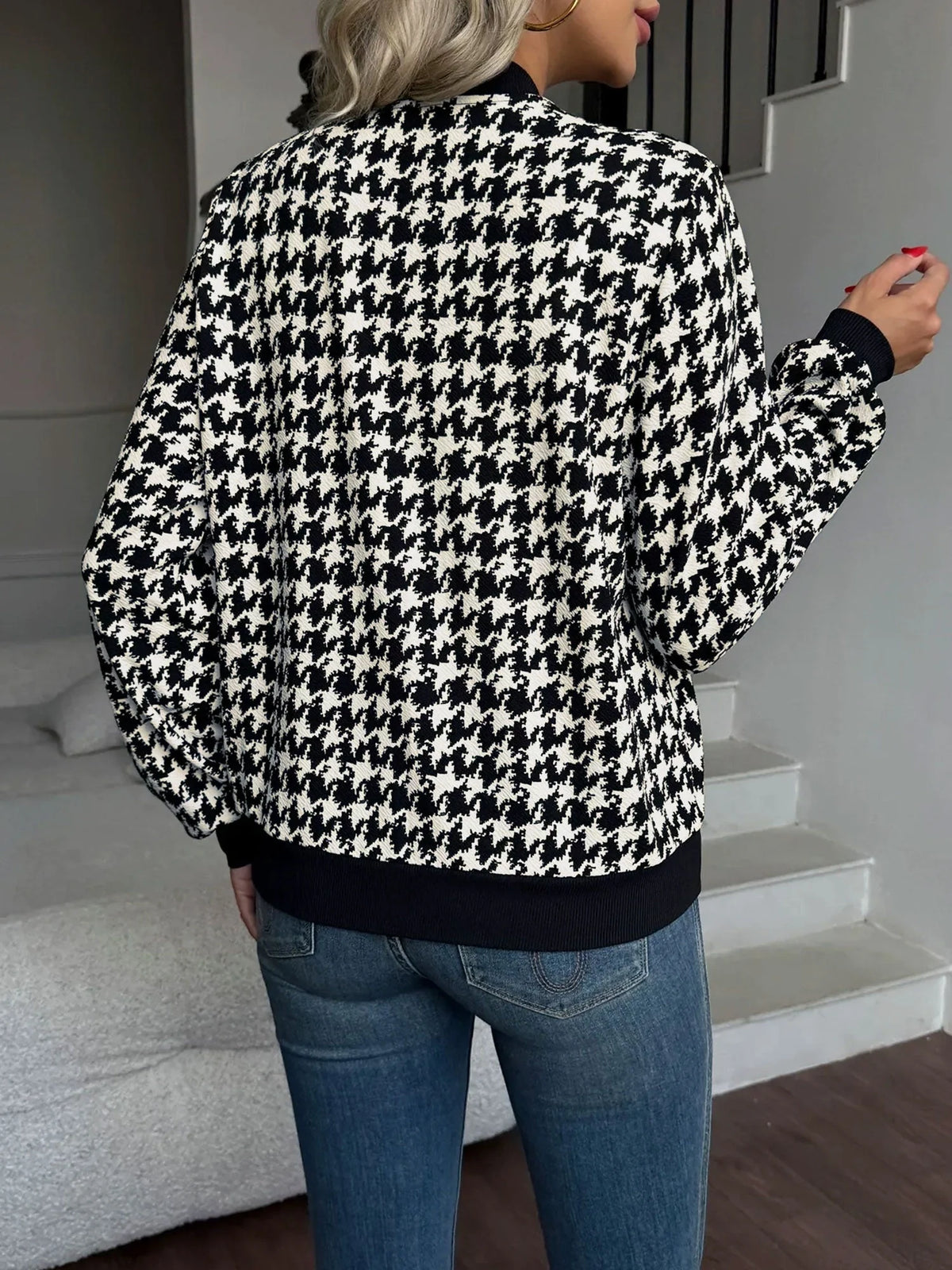 Houndstooth Bomber Jacket