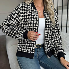 Houndstooth Bomber Jacket