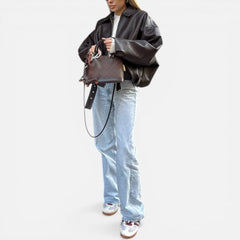 Oversized Faux Leather Bomber