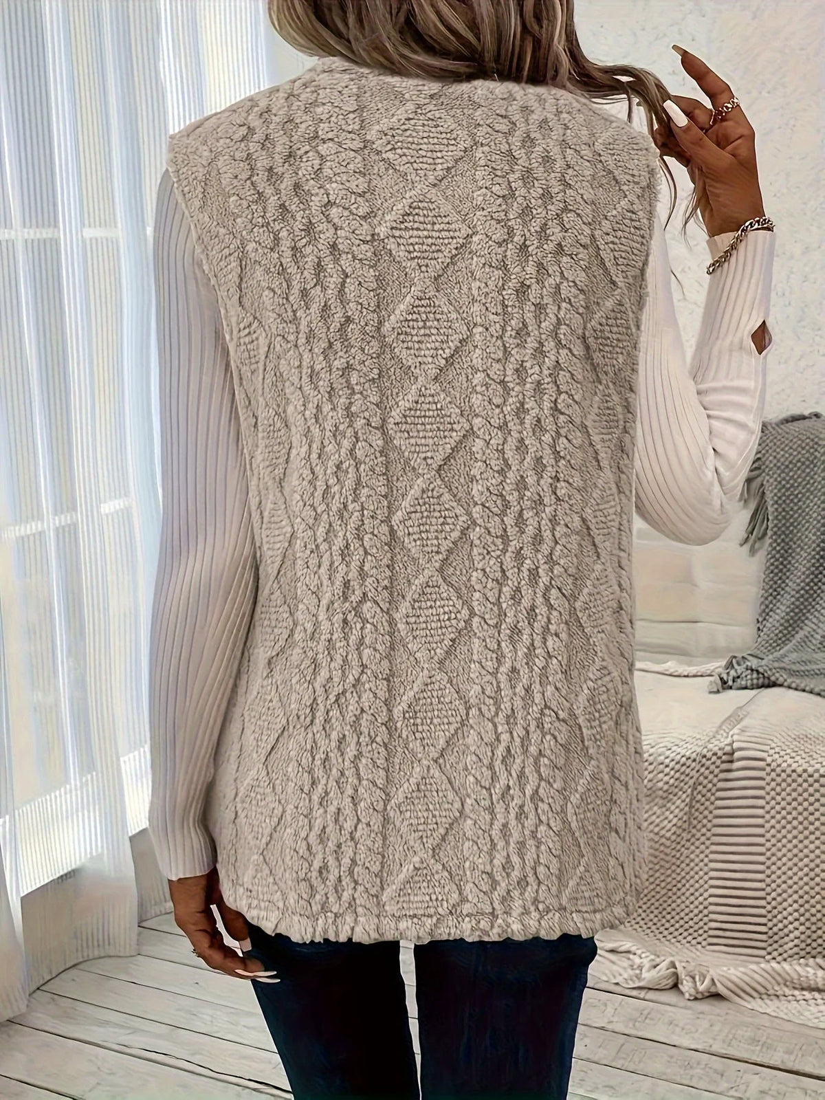 Textured Longline Sleeveless Vest