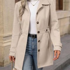 Tailored Belted Trench Coat – Beige