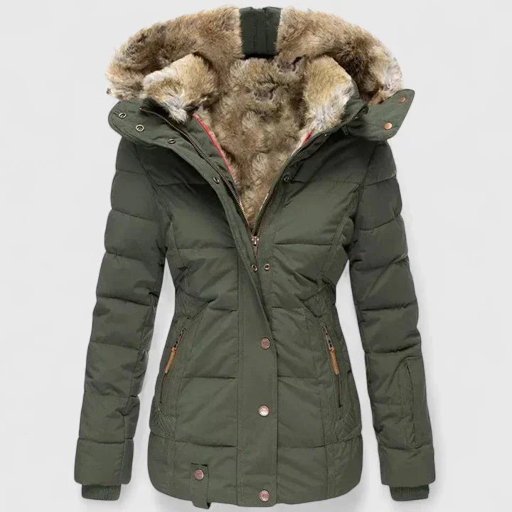 Hooded Quilted Winter Coat – Green