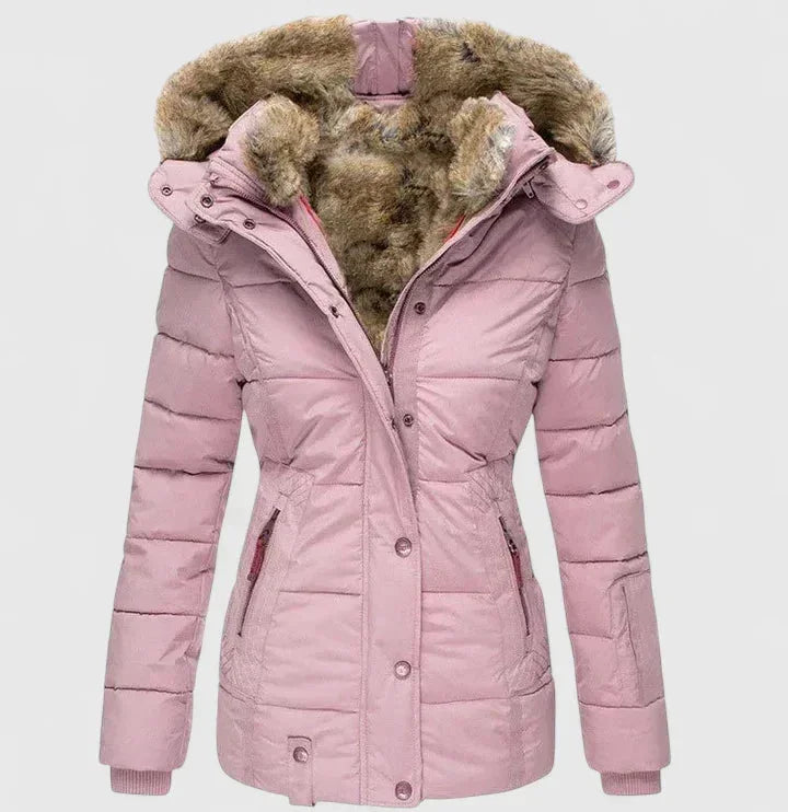 Hooded Quilted Winter Coat – Pink