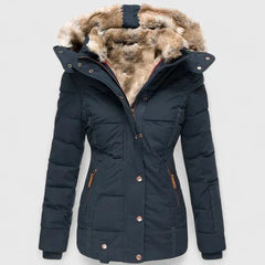 Hooded Quilted Winter Coat – Blue