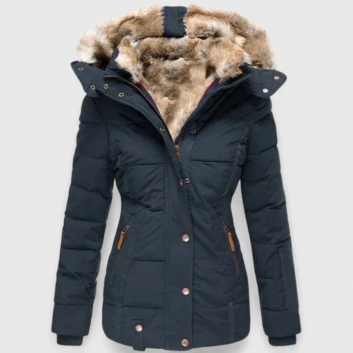 Hooded Quilted Winter Coat – Blue