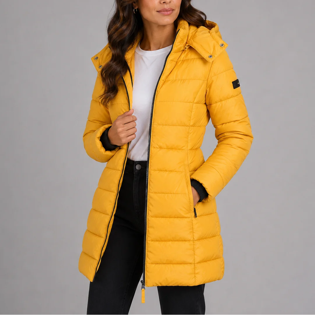 Hooded Quilted Puffer Jacket – Yellow