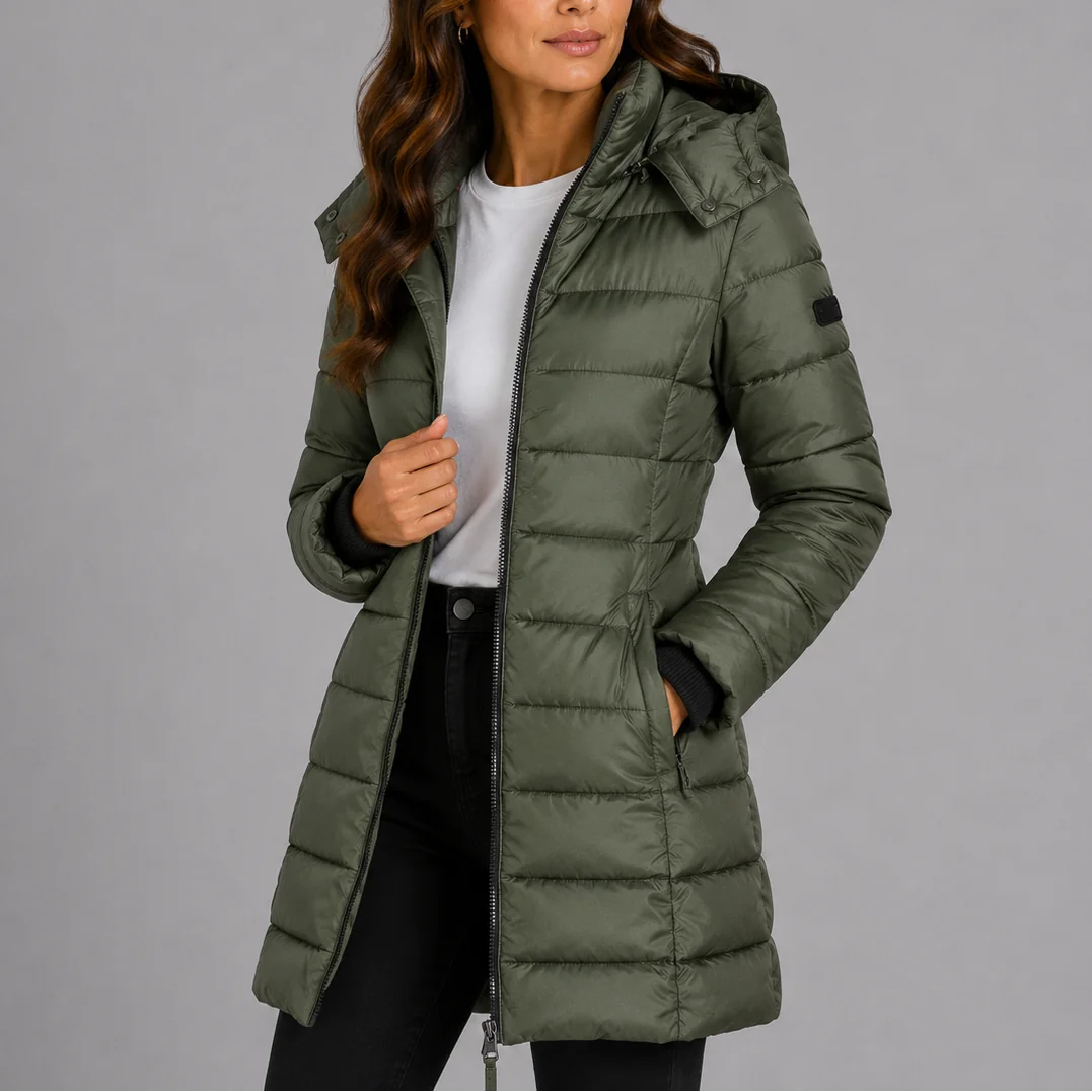 Hooded Quilted Puffer Jacket – Green