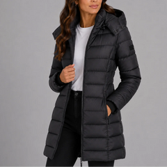 Hooded Quilted Puffer Jacket – Black